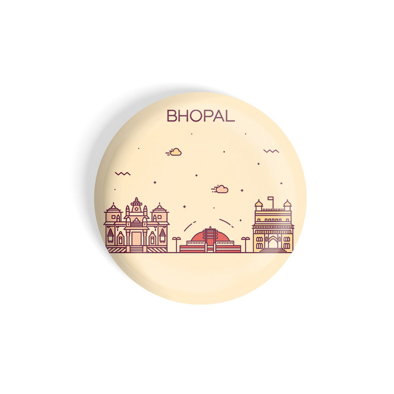 dhcrafts Round Fridge Magnet Brown Color Bhopal Glossy Finish Design Pack of 1 (58 mm)